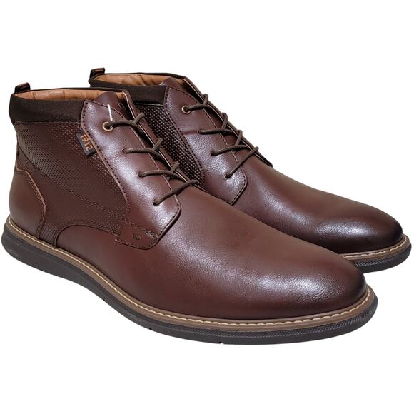 Nunn Bush Men Chase Plain Toe Chukka Boots Size US 12M Brandy Brown Faux Leather - Picture 1 of 6